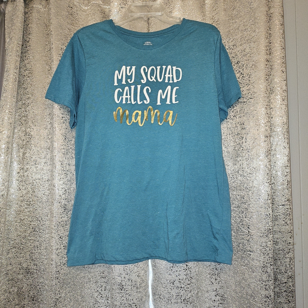 Blue Graphic Tee - My Squad Calls Me Mama